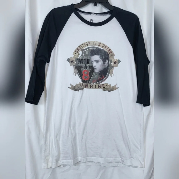 Elvis Presley Ambition Is A Dream With A V8 Engine Raglan Unisex Tee Size L - Picture 1 of 4